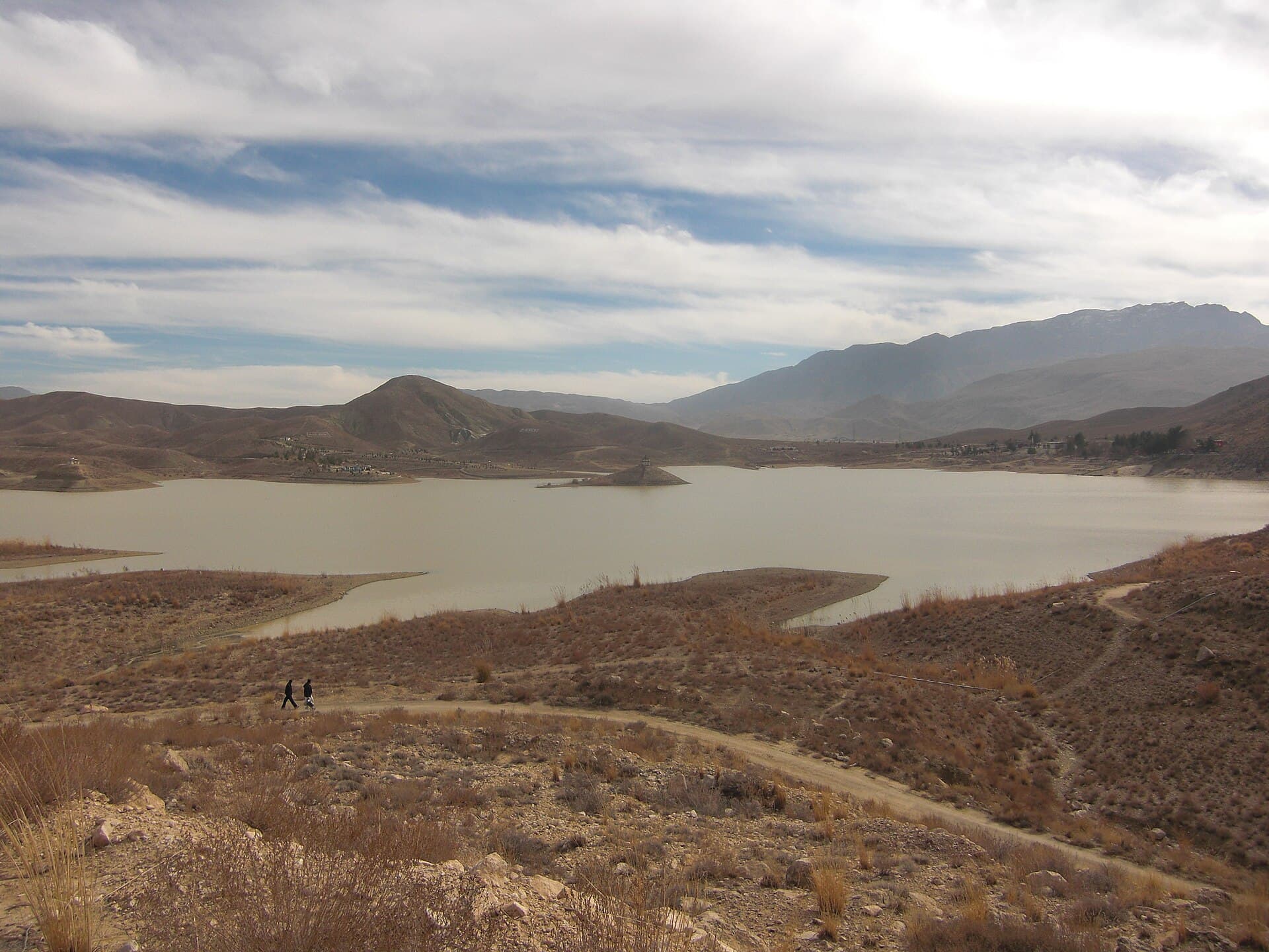 Hanna Lake held between dry hills outside Quetta