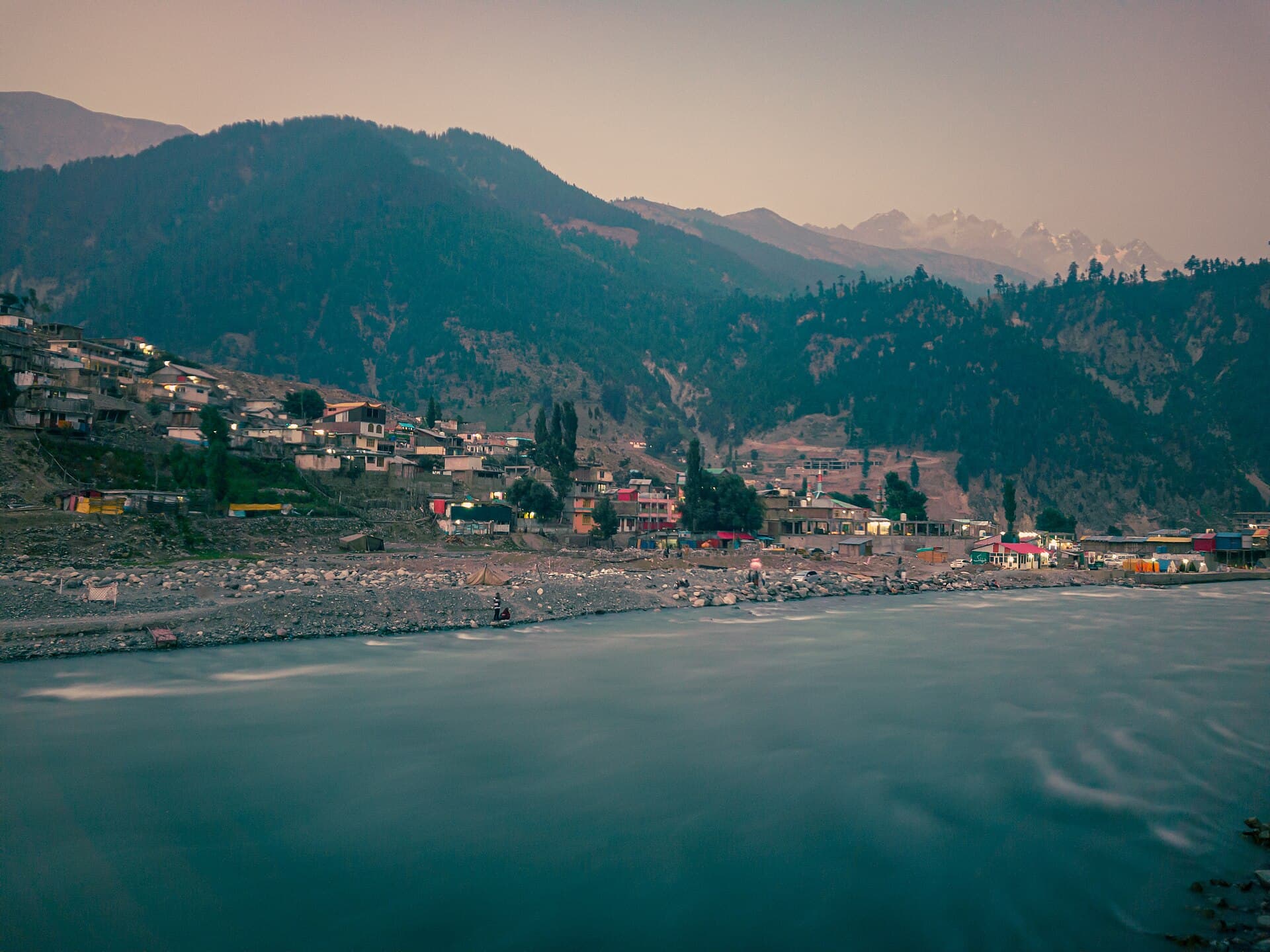 The Swat River running through Kalam town