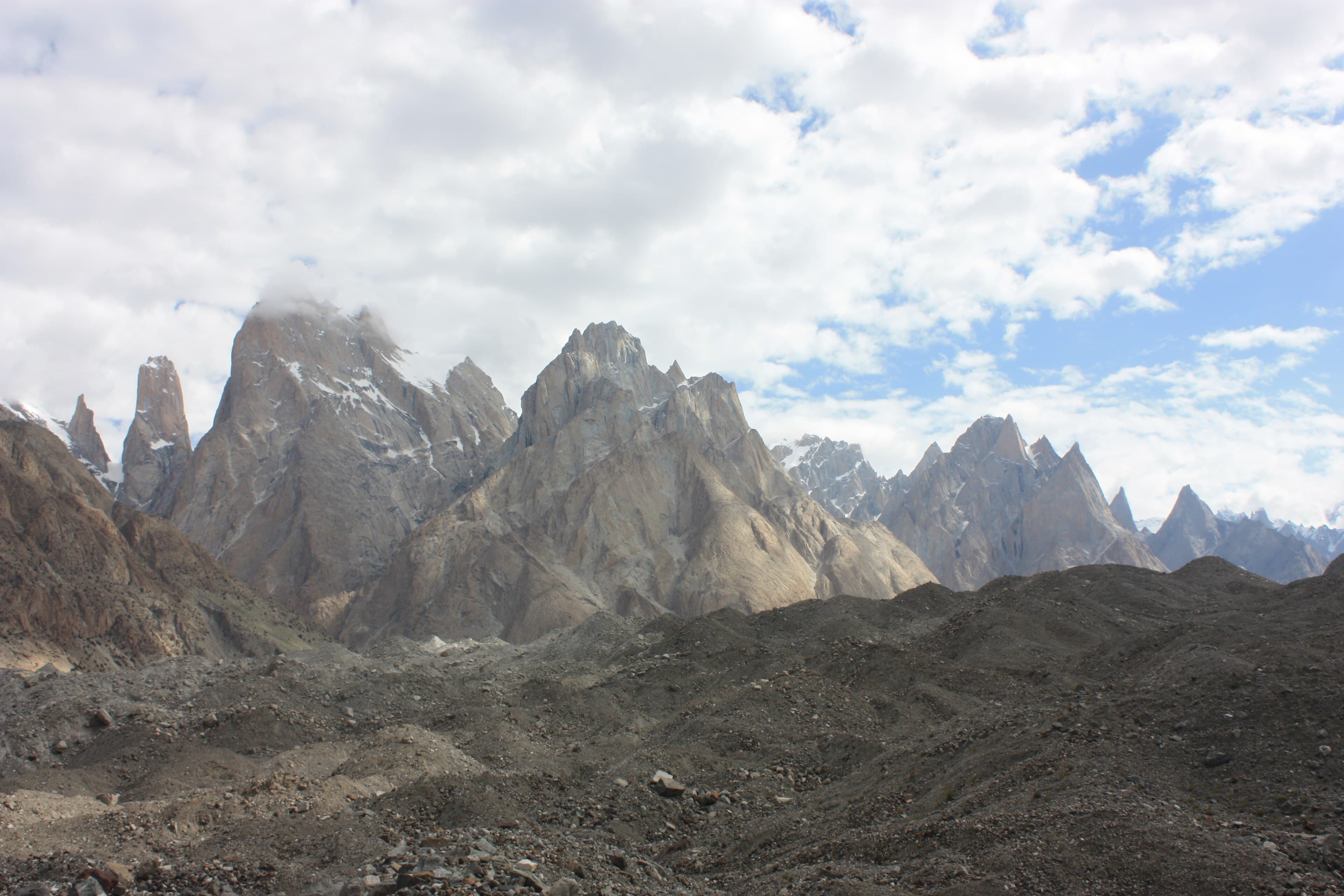 Trango Towers and Cathedral Spires above the Baltoro Glacier