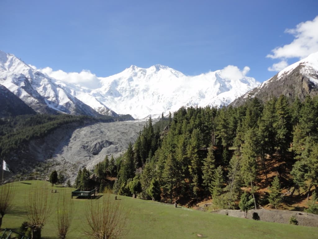 Trekkers approaching Nanga Parbat base camp